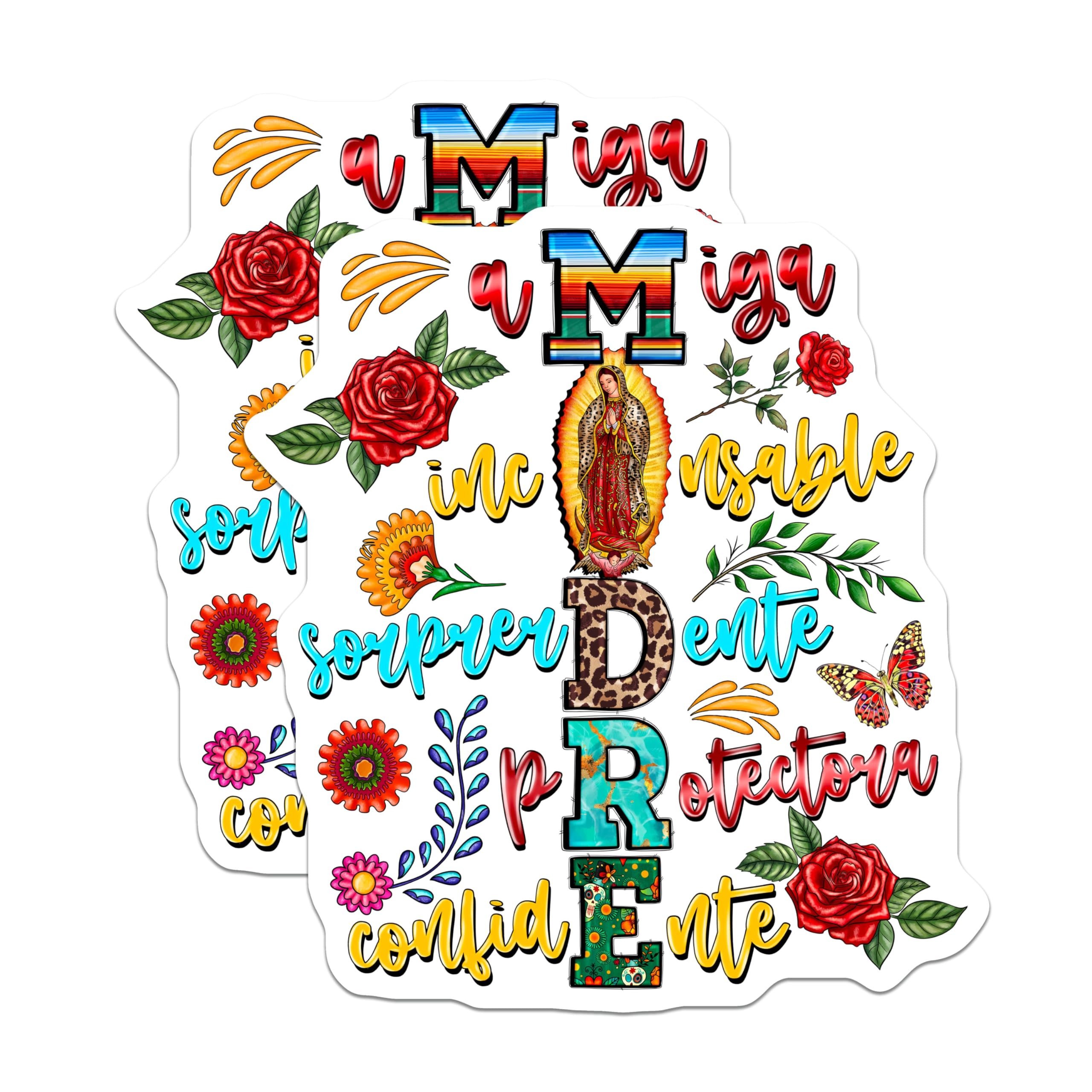 (2 Pack) Madre Magnets - Virgin Guadalupe Latina Mom - Mexican Mama Refrigerator Art - Catholic Mother Appreciation - 5 Inches On Longest Side - Thick Durable Magnet - Made in USA - MAG28099