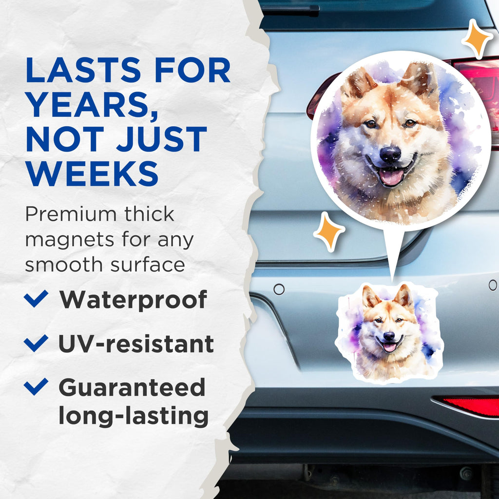 (2 Pack) Happy Shiba Inu Magnets - Watercolor Dog Lover - Pet Parent Decor - 5 Inches On Longest Side - Thick Durable Magnet - Made in USA - MAG29462