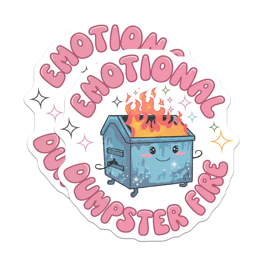 (2 Pack) Emotional Dumpster Fire Magnets - Cute Relatable Meme Fridge Decor - Funny Mental Health Support Magnet Set - 5 Inches On Longest Side - Thick Durable Magnet - Made in USA - MAG21383