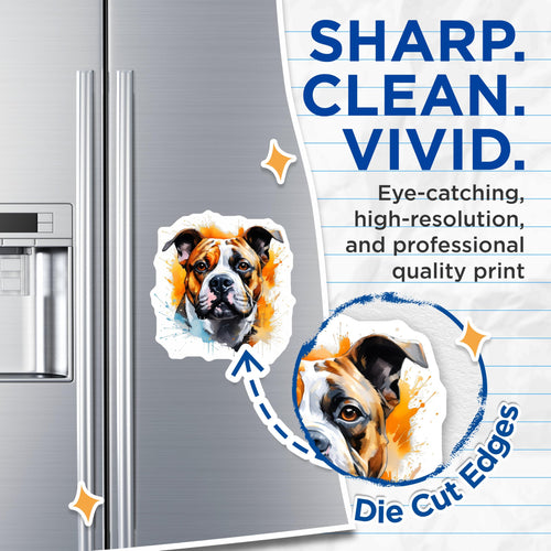(2 Pack) American Bulldog Magnets - Watercolor Dog Art - Dog Lover Fridge Accessory - Pet Owner Animal Decor - 5 Inches On Longest Side - Thick Durable Magnet - Made in USA - MAG30902