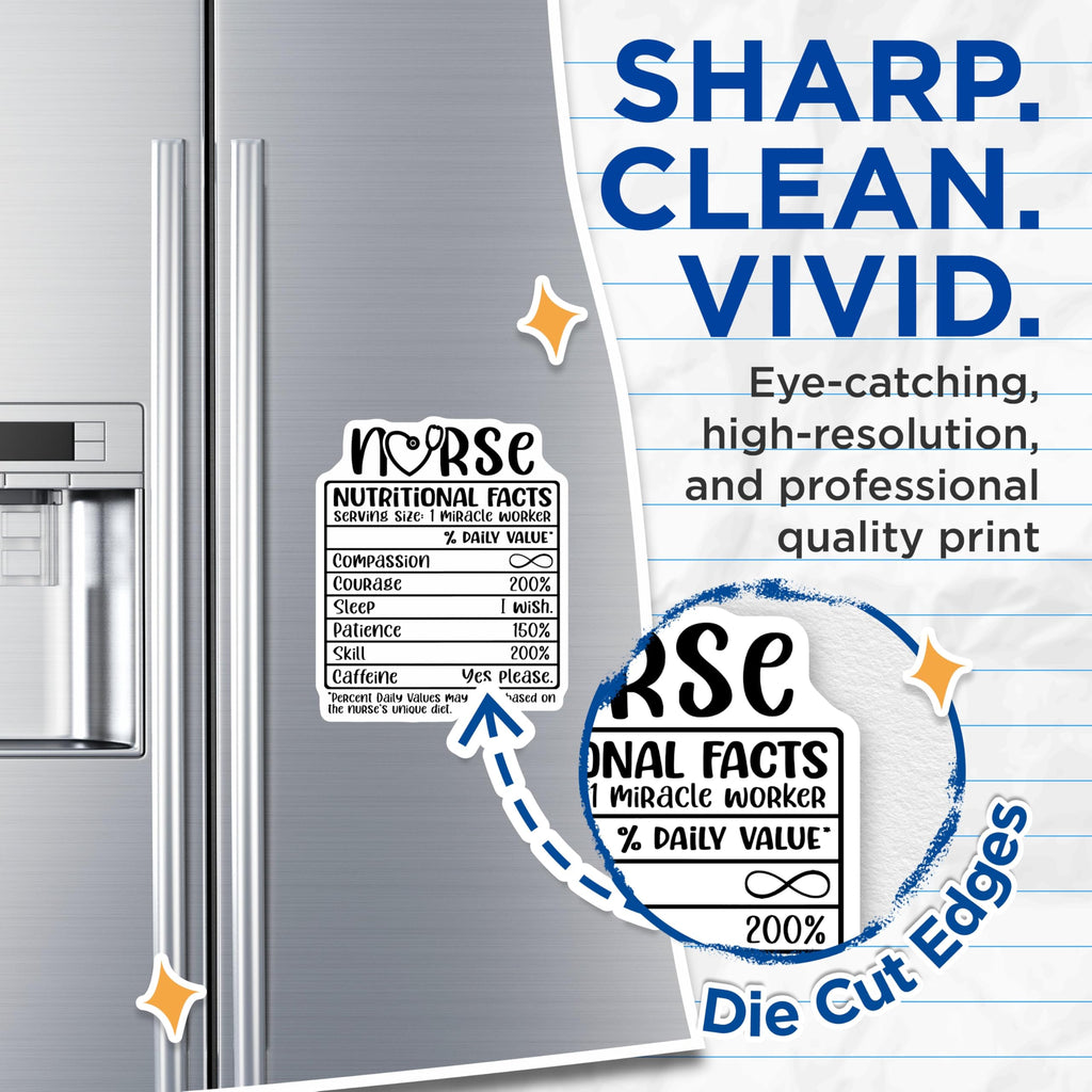 (2 Pack) Nurse Nutrition Facts Magnets - Healthcare Worker - Funny Nurse Decor - 5" On Longest Side - Premium Magnet - for Cars, Refrigerators, Toolboxes, Lockers - Made in USA - MAG14804