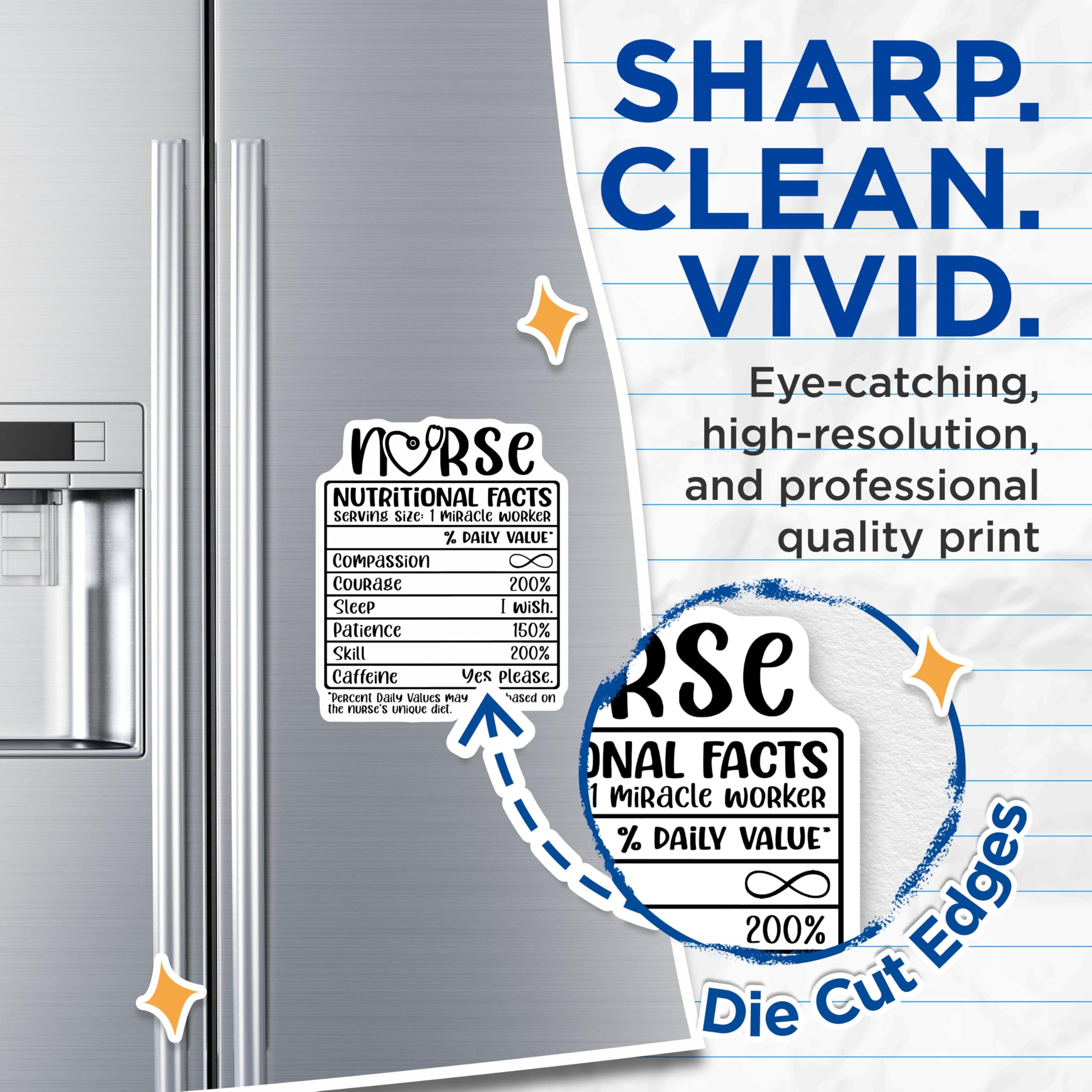 (2 Pack) Nurse Nutrition Facts Magnets - Healthcare Worker - Funny Nurse Decor - 5" On Longest Side - Premium Magnet - for Cars, Refrigerators, Toolboxes, Lockers - Made in USA - MAG14804