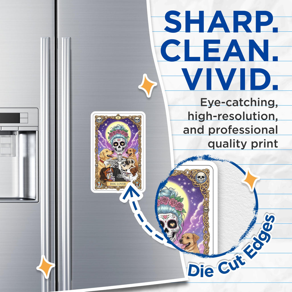 (2 Pack) Dog Lover Skeleton Magnets - Halloween Dog Art - Sugar Skull Decor - 5" On Longest Side - Premium Magnet - for Cars, Refrigerators, Toolboxes, Lockers - Made in USA - MAG14634
