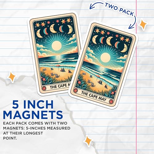 (2 Pack) Colorful Sunset Magnet - Ocean View - Coastal Decor - Beach Lovers - 5" On Longest Side - Sticks to Smooth Flat Surfaces - Made in USA - MAG10304