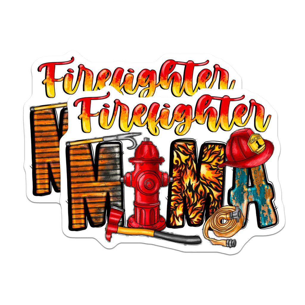 (2 Pack) Firefighter Mama Magnets - Fire Department Appreciation - First Responder Family Support - Hometown Hero Decor - 5 Inches On Longest Side - Thick Durable Magnet - Made in USA - MAG24383