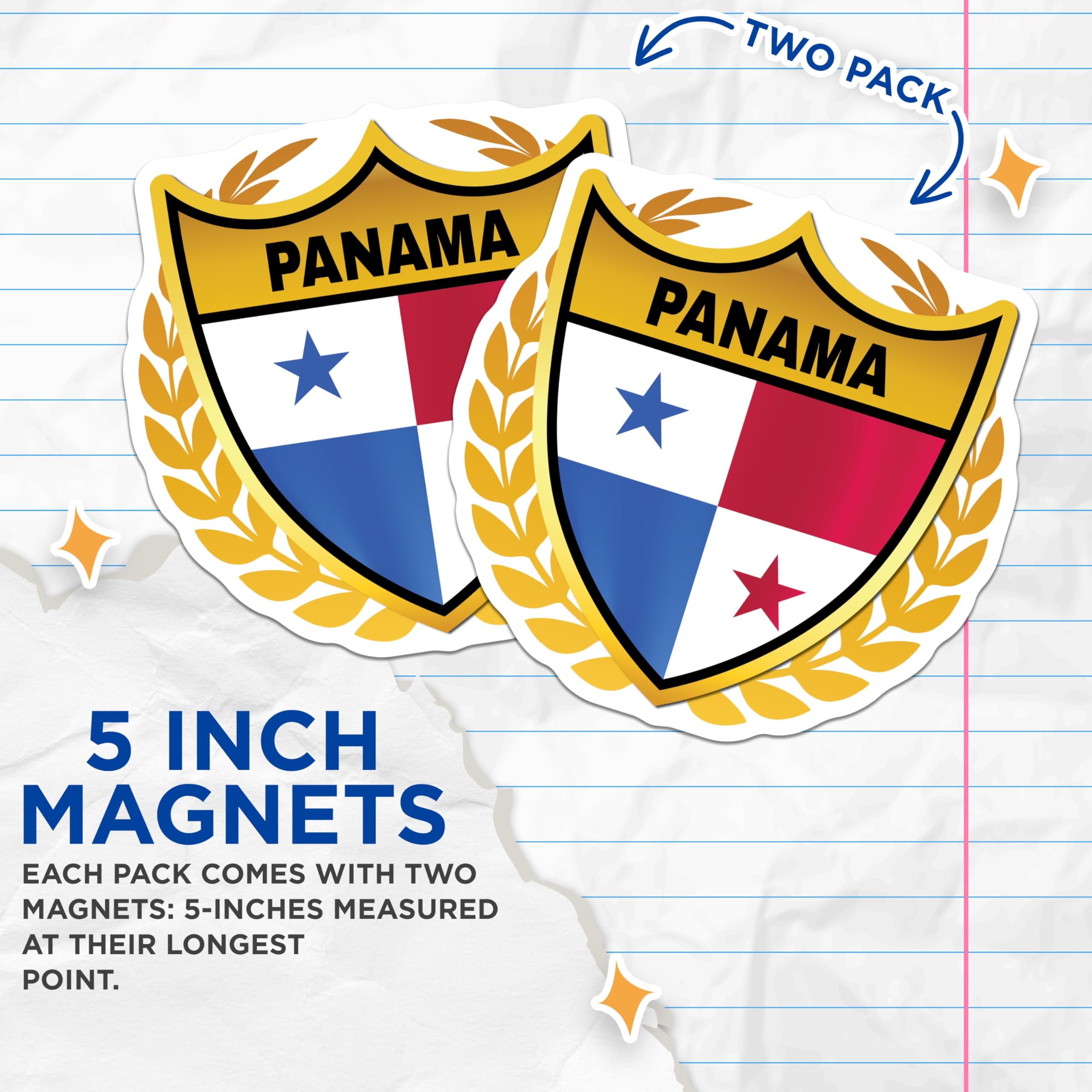 (2 Pack) Panama Flag Magnets - Panama Souvenir - Panama Pride Decor - 5" On Longest Side - Premium Magnet - for Cars, Refrigerators, Toolboxes, Lockers - Made in USA - MAG18325