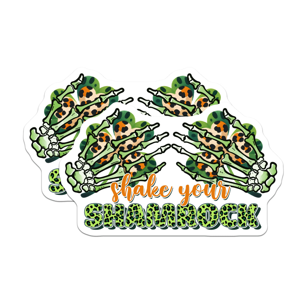 (2 Pack) St Patrick's Day Magnets - Skeleton Hand Shamrock - Funny Irish Decor - 5 Inches On Longest Side - Thick Durable Magnet - Made in USA - MAG39268