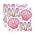 (2 Pack) Mama Mermaid Magnets - Pink Seashell Decor - Pastel Glitter Ocean Vibe - 5 Inches On Longest Side - Thick Durable Magnet - Made in USA - MAG24792