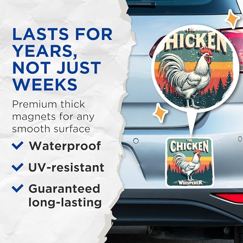 (2 Pack) The Chicken Whisperer Magnets - Funny Chicken Saying Magnets - Farmhouse Decor Magnets - 5" On Longest Side - for Cars, Refrigerators, Toolboxes, Lockers - Made in USA BMCS3078