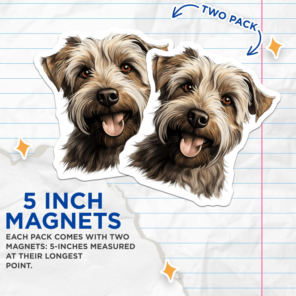 (2 Pack) Cairn Terrier Dog Magnets - Smiling Scruffy Pup Art - Adorable Canine Refrigerator Decor - 5 Inches On Longest Side - Thick Durable Magnet - Made in USA - MAG24459
