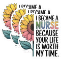 (3 Pack) Nurse Sunflower Decals - Healthcare Decal - Laptop Decals- 3 Inches On Longest Side - Easy Peel & Apply - Made in USA - 3MCS5871