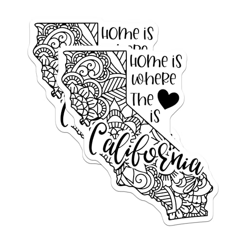 (2 Pack) Home is Where The Heart is California Magnets Magnets - California State Decor - 5" On Longest Side - Made in USA - Sticks to Refrigerators & Metal Surfaces - MAG9103