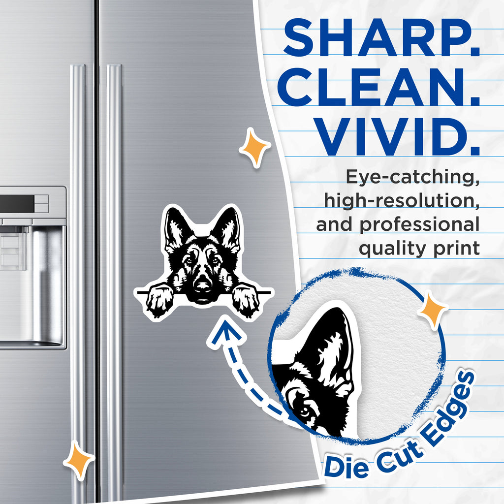 (2 Pack) German Shepherd Dog Magnets - Canine Lover Decor - Pet Parent Display - Loyal Companion Fridge Accent - 5 Inches On Longest Side - Thick Durable Magnet - Made in USA - MAG36011