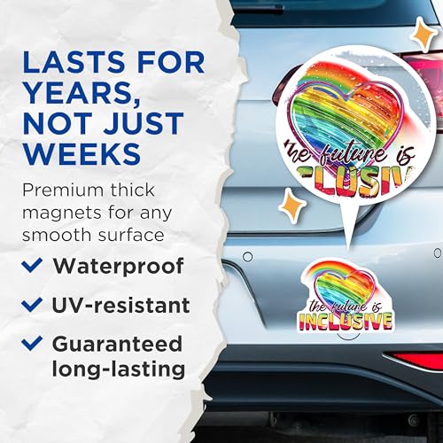 (2 Pack) The Future is Inclusive Magnets Magnets - 5" On Longest Side - Made in USA - Sticks to Refrigerators & Metal Surfaces - MAG9182