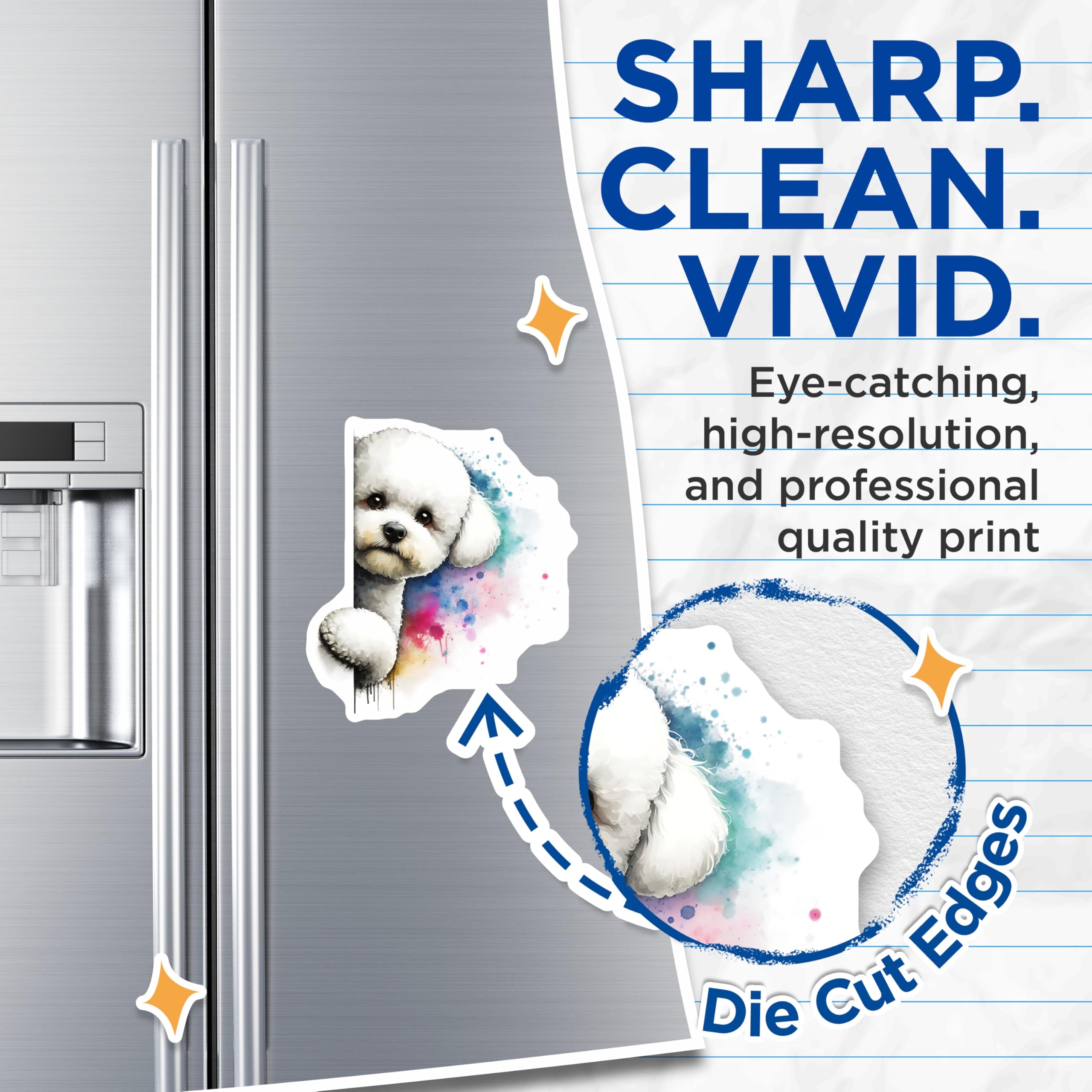 (2 Pack) Bichon Frise Magnets - Cute Dog Illustration - Refrigerator Magnets - 5" On Longest Side - Premium Magnet - for Cars, Refrigerators, Toolboxes, Lockers - Made in USA - MAG15349