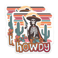 (2 Pack) Cowboy Skeleton Howdy Magnets - Western Desert Decor - Day of The Dead Artwork - Halloween Calavera Art - 5 Inches On Longest Side - Thick Durable Magnet - Made in USA - MAG39414