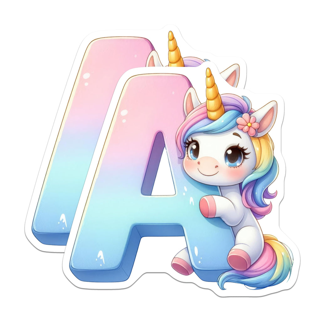 (2 Pack) Unicorn Initial A Magnets - Alphabet Letter Magnets - Pastel Unicorn Room Decor - 5" On Longest Side - Premium Magnet - for Cars, Refrigerators, Toolboxes, Lockers - Made in USA - MAG15210
