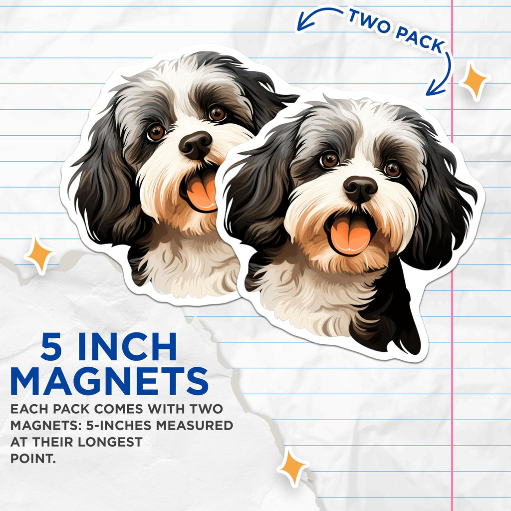 (2 Pack) Happy Havanese Magnets - Cute Dog Lover Decor - Pet Parent Refrigerator Art - 5 Inches On Longest Side - Thick Durable Magnet - Made in USA - MAG27327