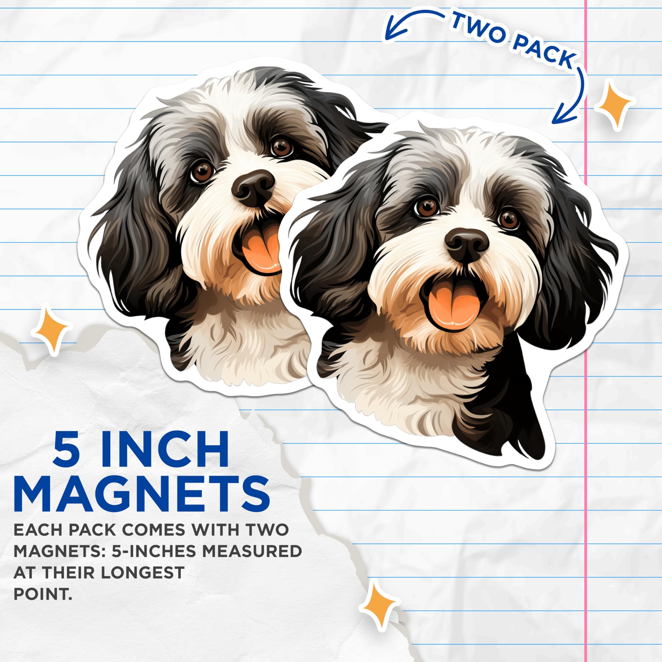 (2 Pack) Happy Havanese Magnets - Cute Dog Lover Decor - Pet Parent Refrigerator Art - 5 Inches On Longest Side - Thick Durable Magnet - Made in USA - MAG27327