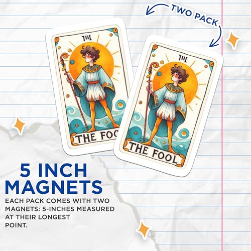 (2 Packs) The Fool Tarot Card Magnets - Spiritual Metaphysical Mystic Magnets - 5 Inches On Longest Side - Premium Magnet - for Fridges, Toolboxes, Cars - Made in USA - MAG2261