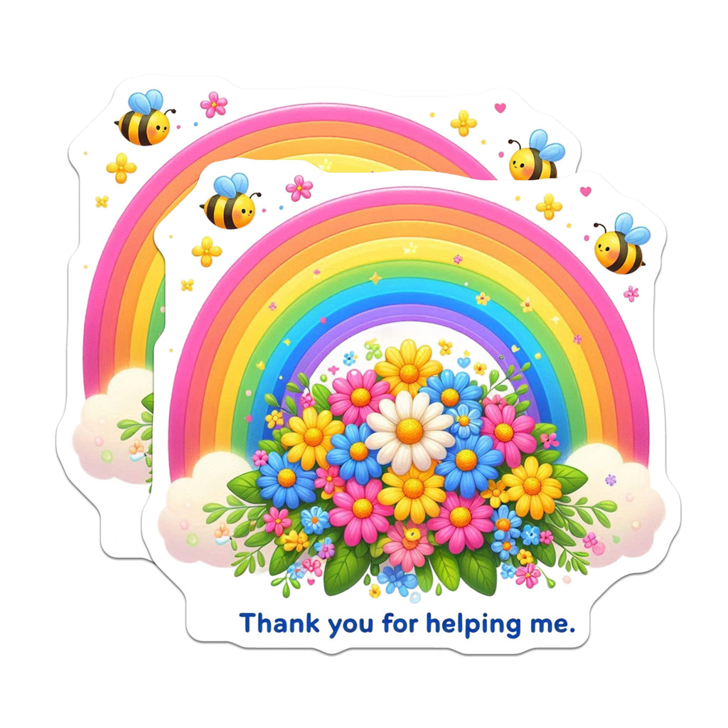 (2 Pack) Thank You Magnets - Rainbow Flower Art - Appreciation Gifts for Friends - 5" On Longest Side - Premium Magnet - for Cars, Refrigerators, Toolboxes, Lockers - Made in USA - MAG14280