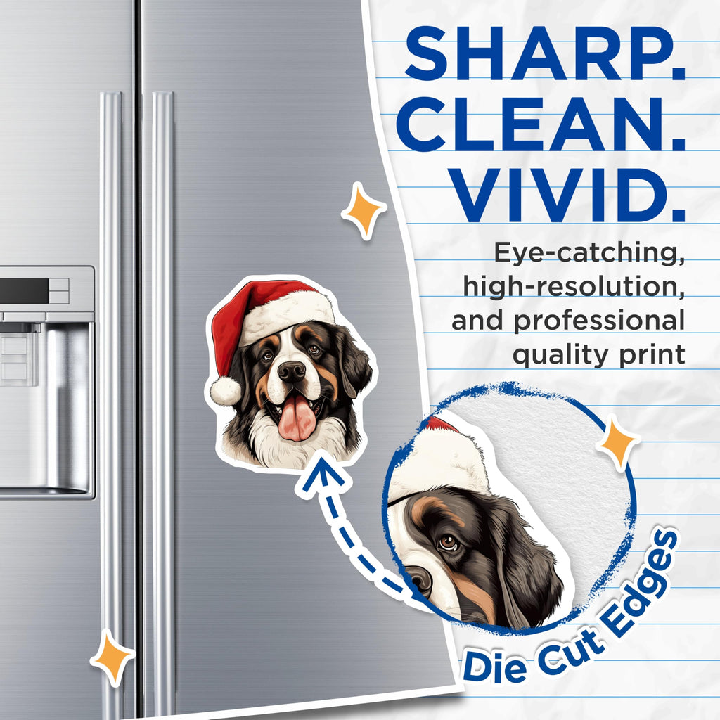 (2 Pack) Bernese Mountain Dog Magnets - Christmas Dog Decor - Holiday Refrigerator Art - 5 Inches On Longest Side - Thick Durable Magnet - Made in USA - MAG24562