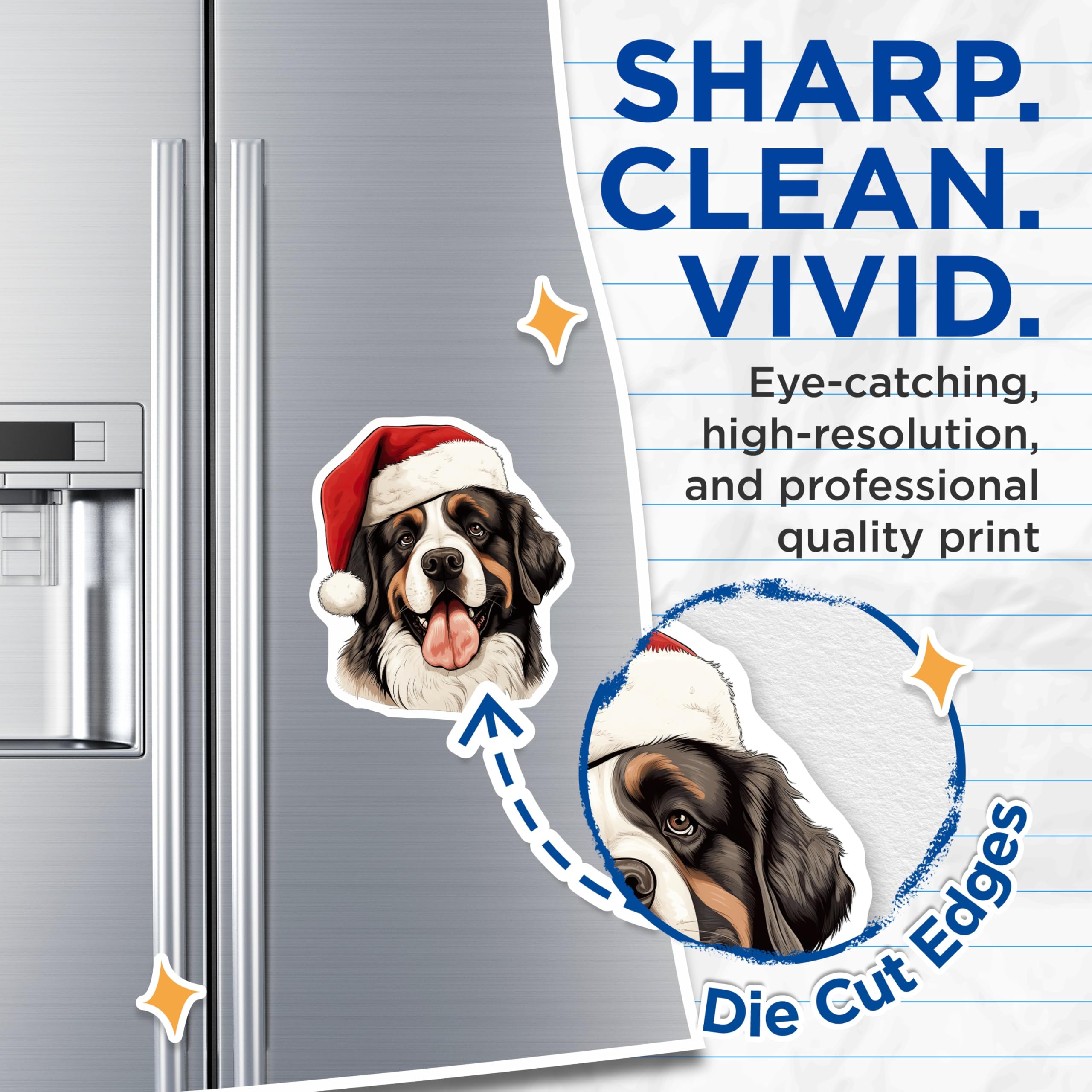 (2 Pack) Bernese Mountain Dog Magnets - Christmas Dog Decor - Holiday Refrigerator Art - 5 Inches On Longest Side - Thick Durable Magnet - Made in USA - MAG24562