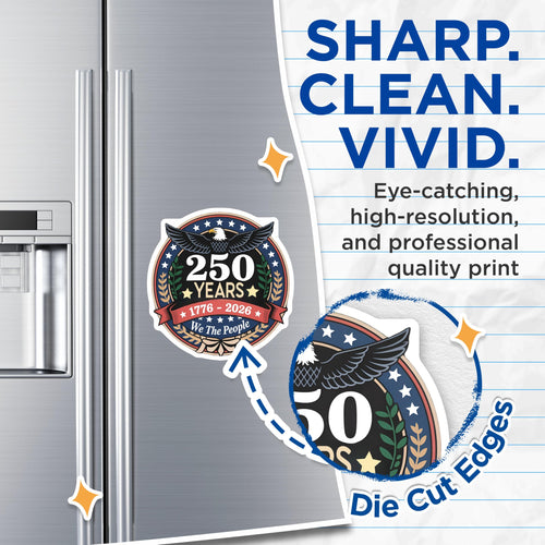 (2 Pack) 250 Years US History Magnets - 1776-2026 Commemorative Bald Eagle - Patriotic American Heritage Refrigerator Magnets - 5 Inches On Longest Side - Thick Durable Magnet - Made in USA - MAG28118