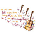 (3 Pack) Christian Guitar Decals - The Lord is My Strength - Laptop Decals - 3 Inches On Longest Side - Easy Peel & Apply - Made in USA - 3MCS7331