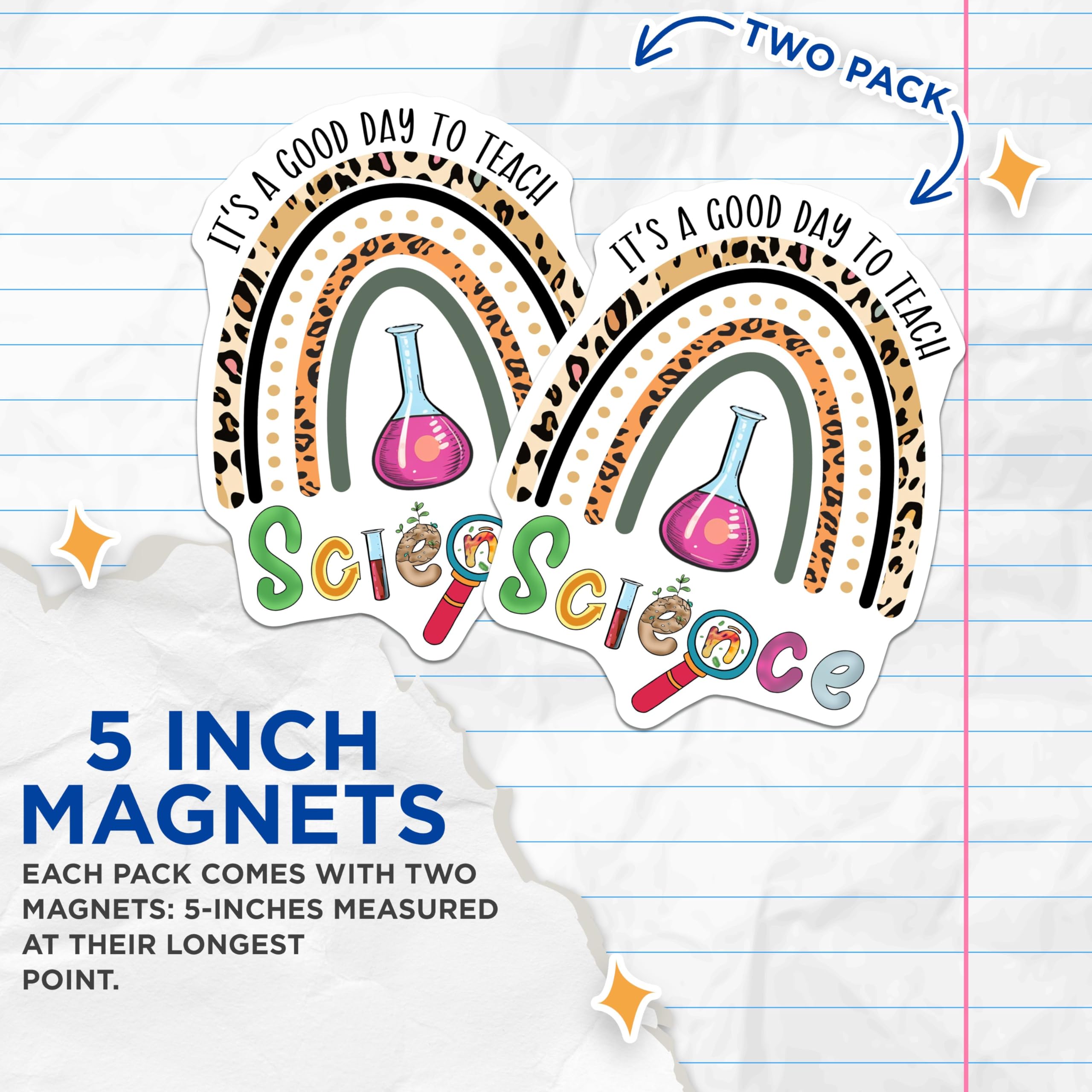 (2 Pack) Teacher Science Decor Magnets - Classroom Decor - 5" On Longest Side - for Cars, Fridges, Toolboxes - Made in USA - MAG7841