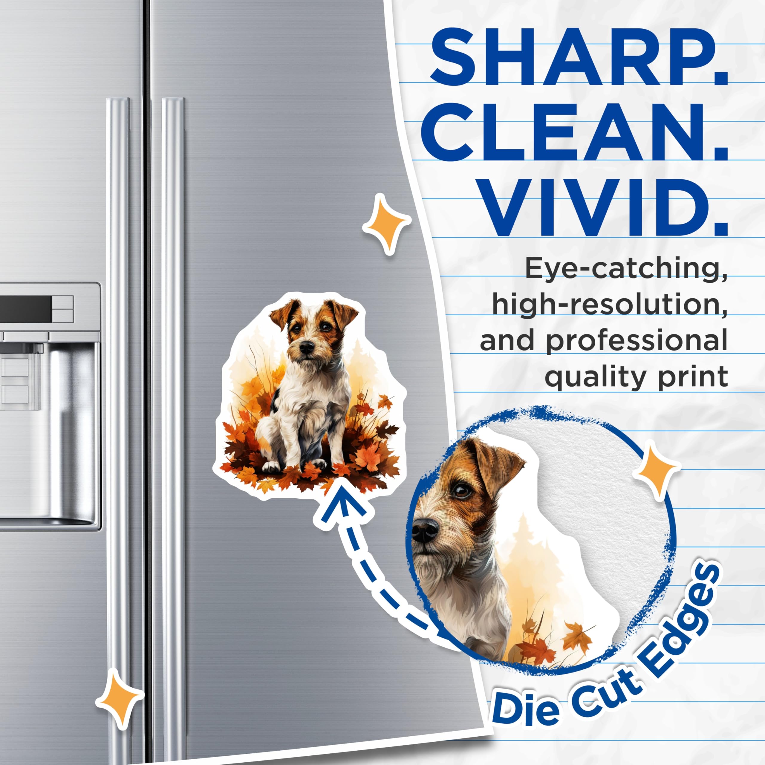 (2 Pack) Jack Russell Terrier Magnets - Autumn Dog Decor - Fall Pet Lover Fridge Accents - 5 Inches On Longest Side - Thick Durable Magnet - Made in USA - MAG30212