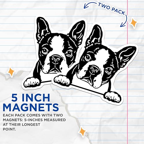 (2 Pack) Boston Terrier Magnets - Dog Lover Gifts - Cute Pet for Fridge or Office - Puppy Car Accessories - Animal Magnet - 5" On Longest Side - for Cars, Fridges, Toolboxes - Made in USA - MAG4039