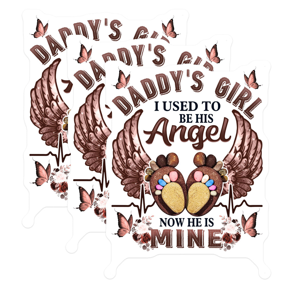 (3 Pack) Daddy's Girl Decals - Angel Wings Daughter - Father's Day Laptop Decals - 3 Inches On Longest Side - Easy Peel & Apply - Made in USA - 3MCS4893