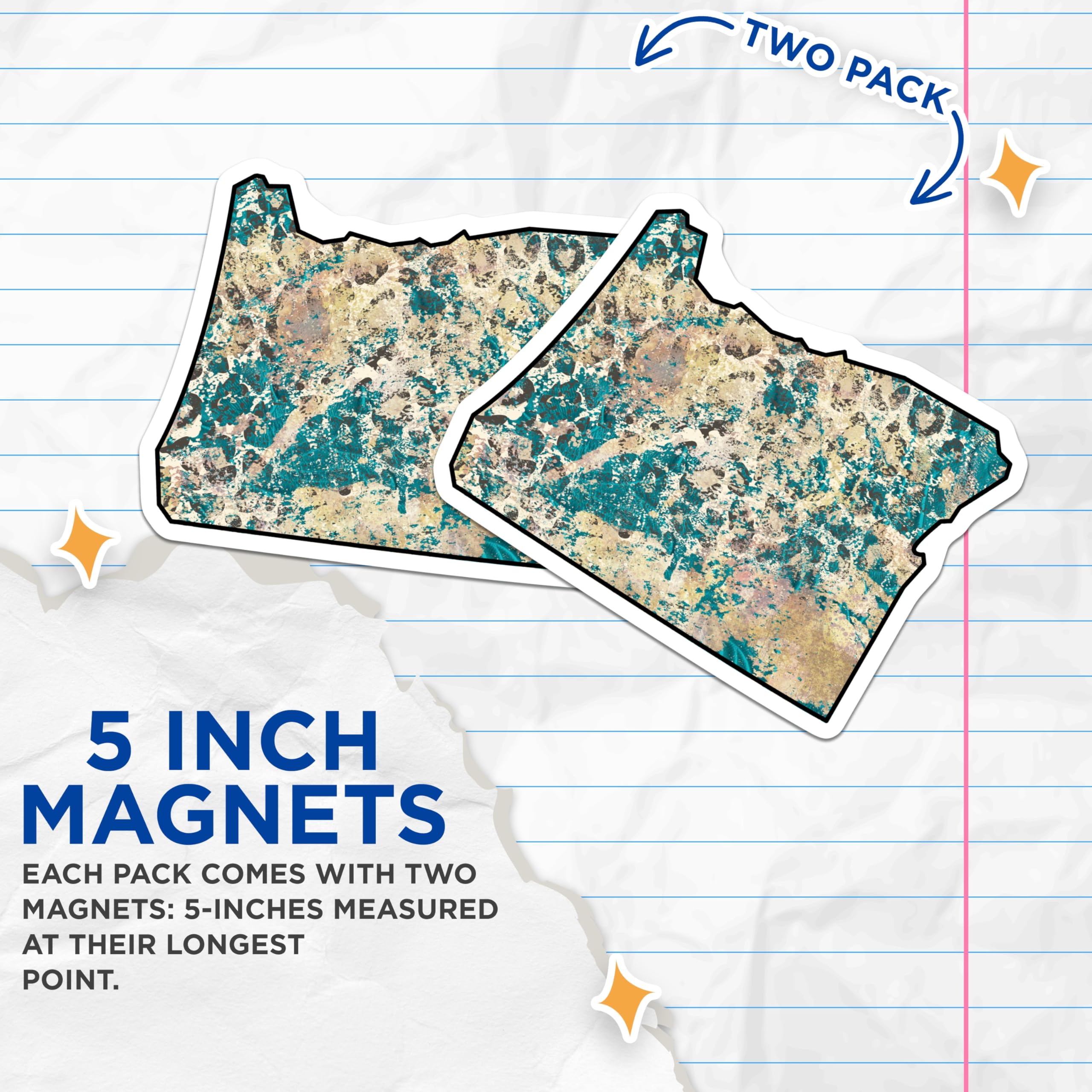 (2 Pack) Oregon State Magnets - Teal and Beige Design - State Map Decorations - 5" On Longest Side - Premium Magnet - for Cars, Refrigerators, Toolboxes, Lockers - Made in USA - MAG18641