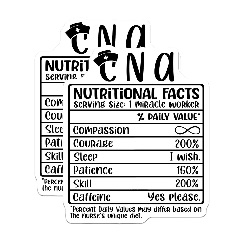 (2 Pack) CNA Nutritional Facts Magnets - Nurse Appreciation - Medical Worker Fridge Decor - 5" On Longest Side - Premium Magnet - for Cars, Refrigerators, Toolboxes, Lockers - Made in USA - MAG15667