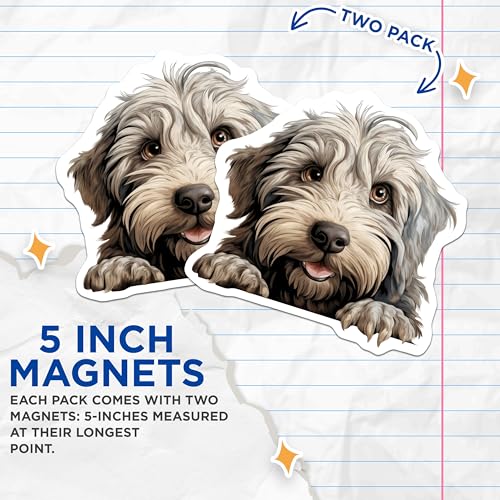 (2 Pack) Dog Lover's Fridge Decor Magnet - 5" On Longest Side - Sticks to Smooth Flat Surfaces - Made in USA - MAG9864