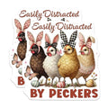 (2 Pack) Easily Distracted by Peckers Magnets - Funny Chicken Magnets - Cute Chicks Decor Magnet for Fridge Locker - 5" On Longest Side - for Cars, Fridges, Toolboxes - Made in USA - MAG7099