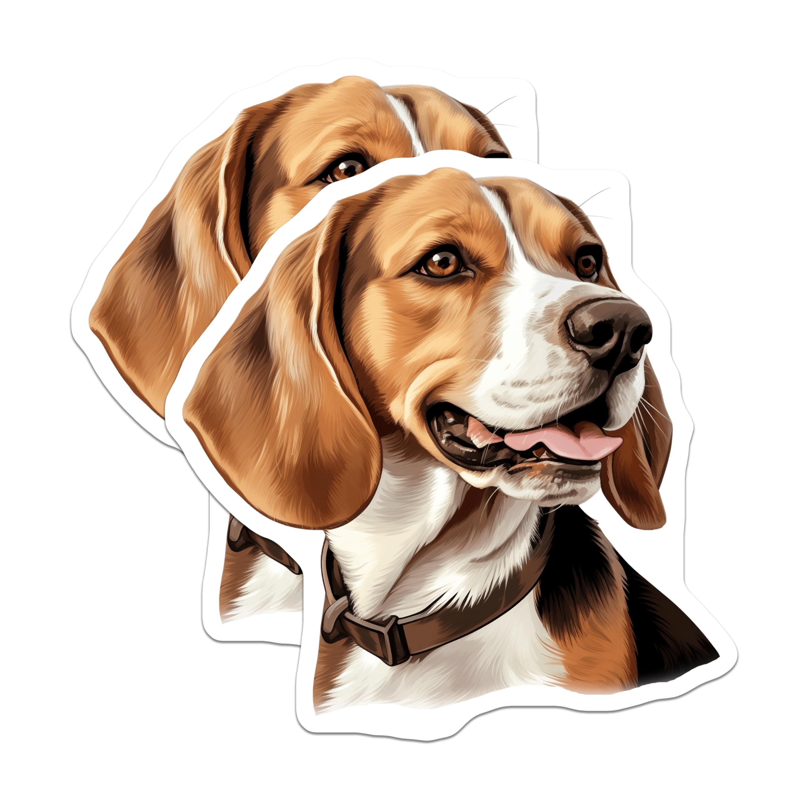 (2 Pack) Beagle Dog Illustration Magnets - Pet Lover Home Decor - Dog Owner Kitchen Refrigerator Art - 5 Inches On Longest Side - Thick Durable Magnet - Made in USA - MAG29754