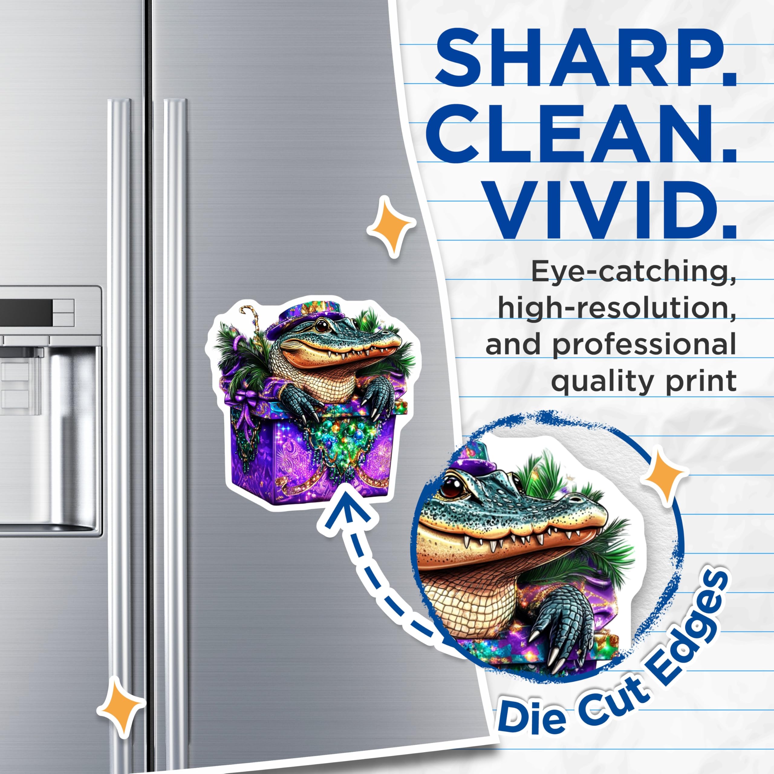(2 Pack) Alligator Magnets - Festive Gator Decor - Quirky Refrigerator Magnets - 5" On Longest Side - Premium Magnet - for Cars, Refrigerators, Toolboxes, Lockers - Made in USA - MAG15512