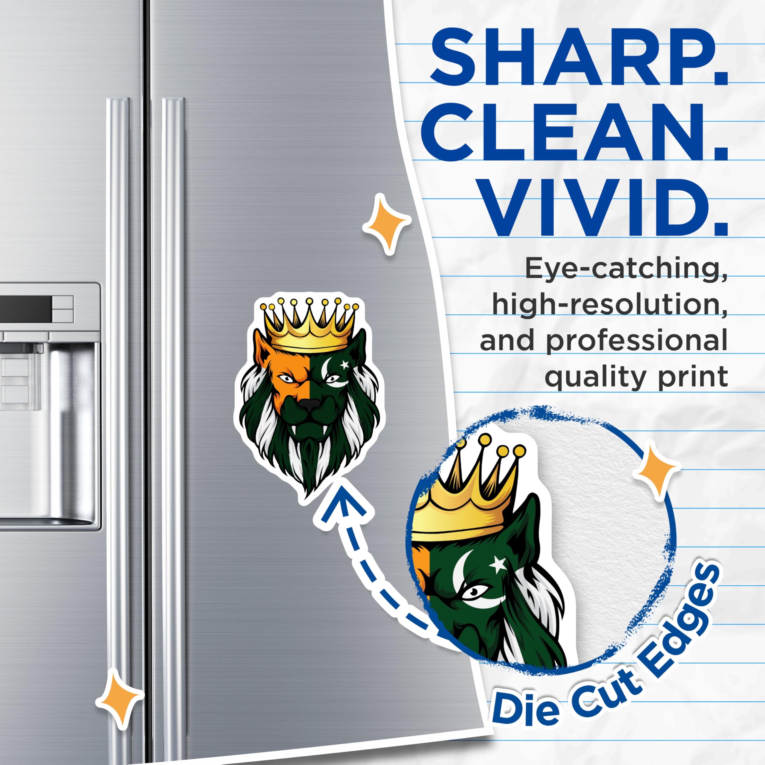 (2 Pack) Lion King Flag Magnets - Regal Lion Art - Unique Fridge Decor - 5" On Longest Side - Premium Magnet - for Cars, Refrigerators, Toolboxes, Lockers - Made in USA - MAG17580