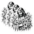 (3 Pack) Jesus Decals - Christ with Flowers - Christian Decals - 3 Inches On Longest Side - Easy Peel & Apply - Made in USA - 3MCS6079