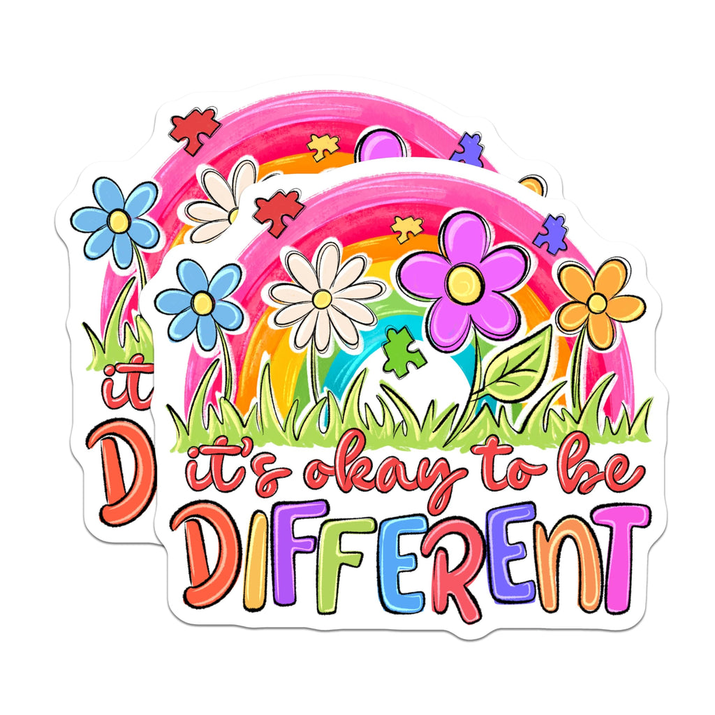 (2 Pack) Autism Acceptance Magnets - Neurodiversity Rainbow - Different is Okay Affirmation - 5 Inches On Longest Side - Thick Durable Magnet - Made in USA - MAG30922