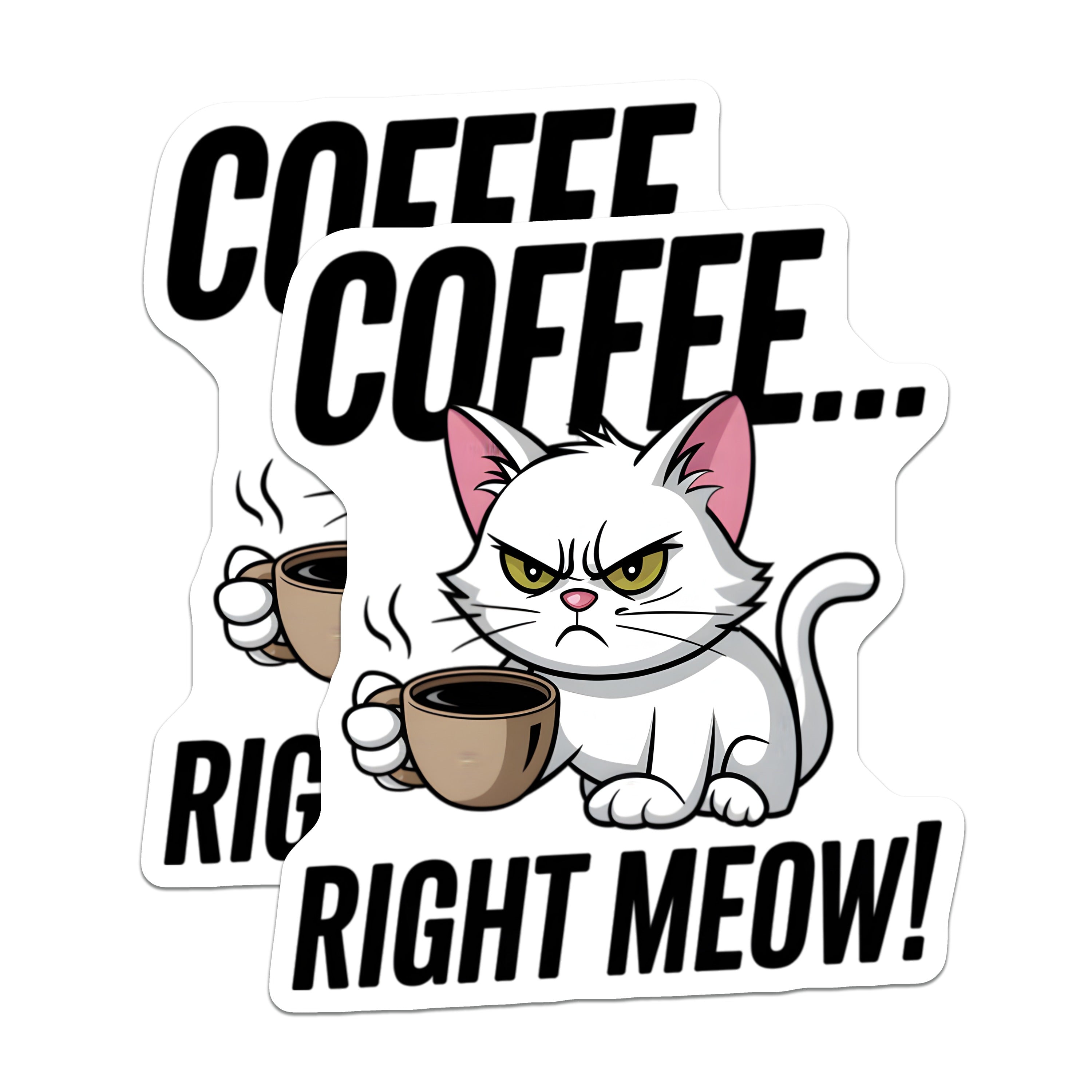 (2 Pack) Grumpy Cat Coffee Magnets - Funny Cat Refrigerator - Meow Morning Humor Decor - 5 Inches On Longest Side - Thick Durable Magnet - Made in USA - MAG38707