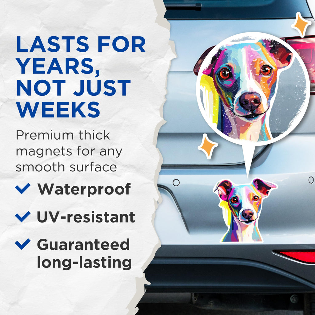 (2 Pack) Italian Greyhound Dog Breed Magnets - 5 Inches On Longest Side - Choose from Over 100 Dog Breeds - for Cars, Refrigerators, Toolboxes - Made in USA - MAG1882