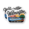 (2 Pack) Wilmington North Carolina Magnets - Port City NC - Coastal Decor Souvenirs - 5" On Longest Side - Premium Magnet - for Cars, Refrigerators, Toolboxes, Lockers - Made in USA - MAG17284