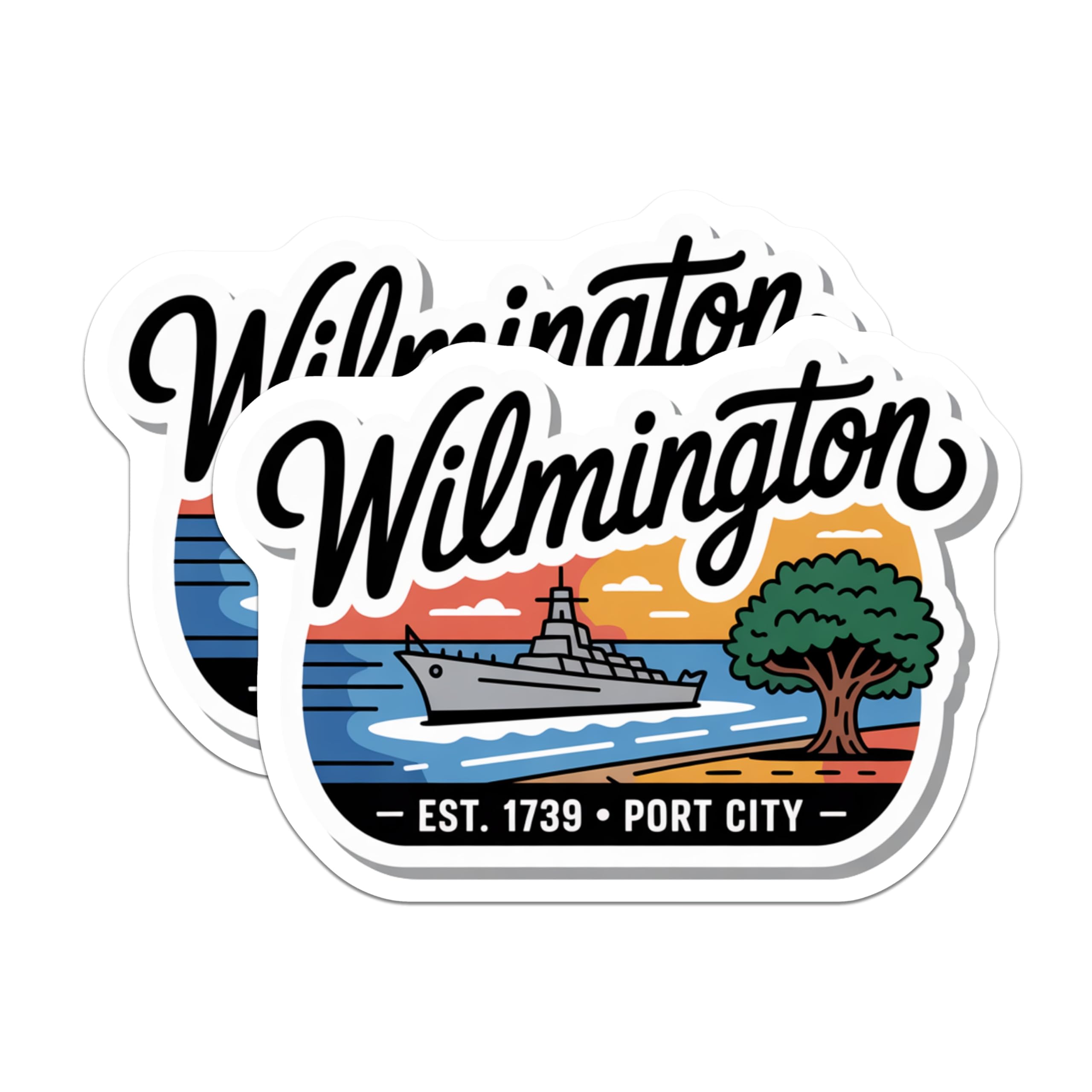 (2 Pack) Wilmington North Carolina Magnets - Port City NC - Coastal Decor Souvenirs - 5" On Longest Side - Premium Magnet - for Cars, Refrigerators, Toolboxes, Lockers - Made in USA - MAG17284