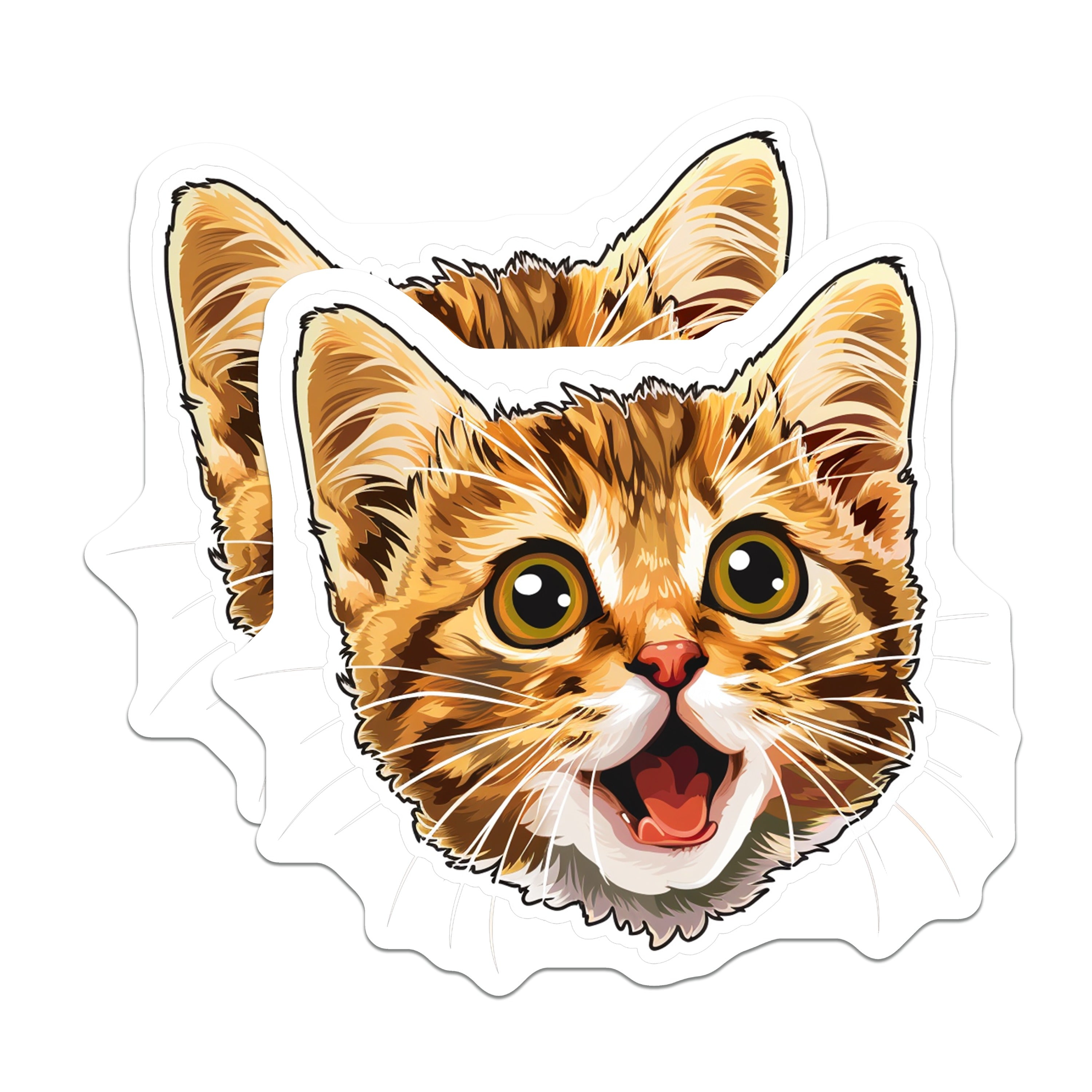 (2 Pack) Surprised Cat Face Magnets - Funny Kitty Lover Decor - Pet Parent Refrigerator Accessory - Cute Animal Art - 5 Inches On Longest Side - Thick Durable Magnet - Made in USA - MAG36053