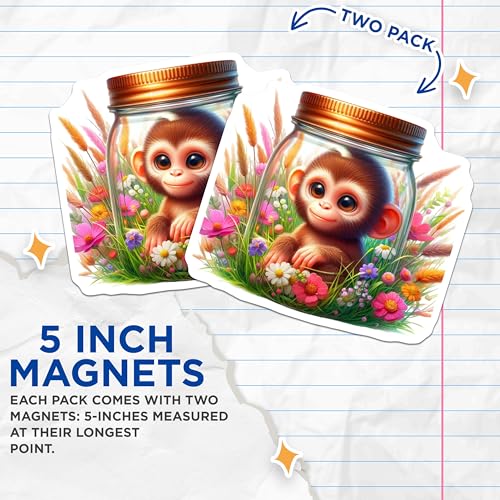 (2 Pack) Adorable Animal Decor Magnet - 5" On Longest Side - Sticks to Smooth Flat Surfaces - Made in USA - MAG9384