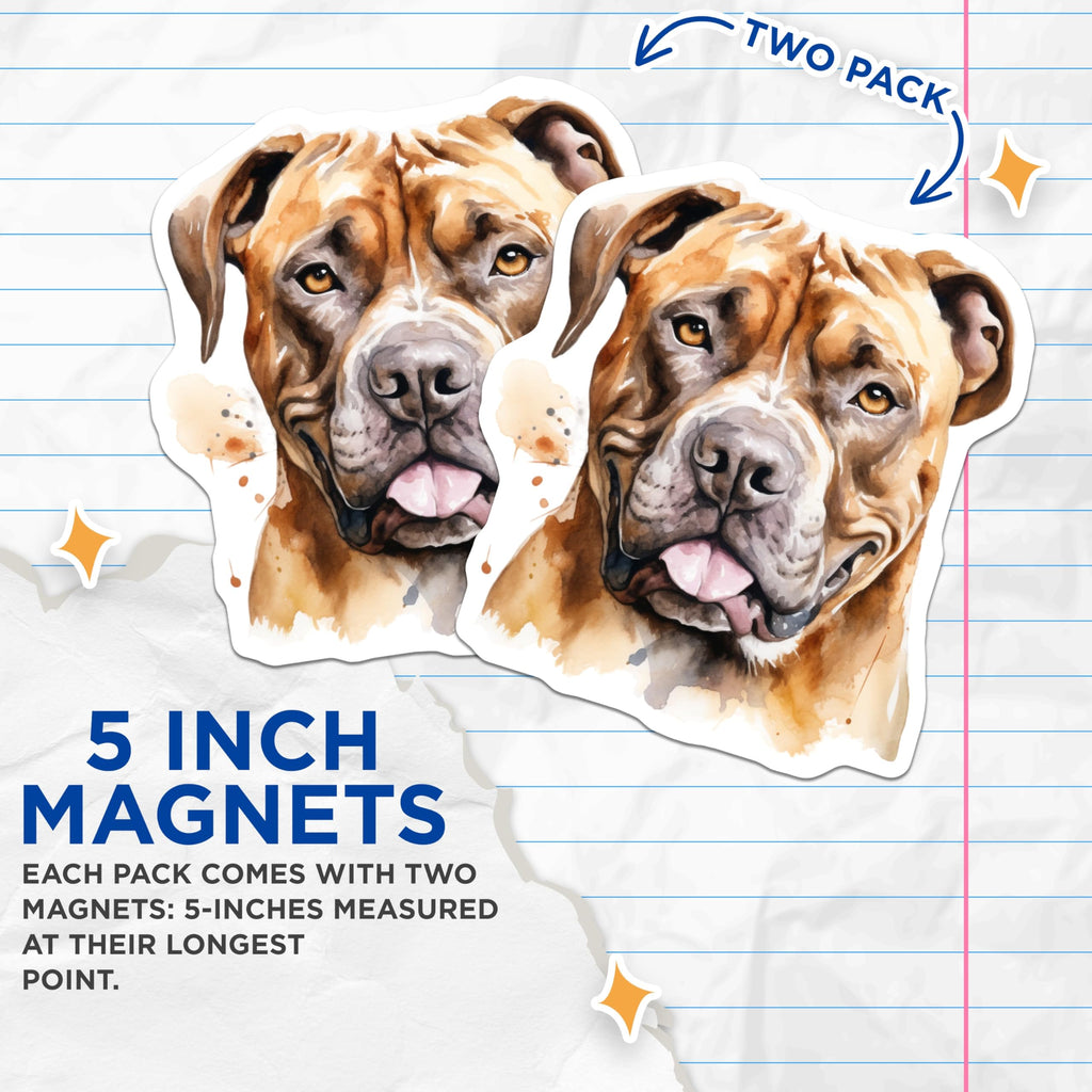 (2 Pack) Watercolor Dog Magnets - Brawny Dog Art - Pet Lover Kitchen Decor - 5 Inches On Longest Side - Thick Durable Magnet - Made in USA - MAG30179