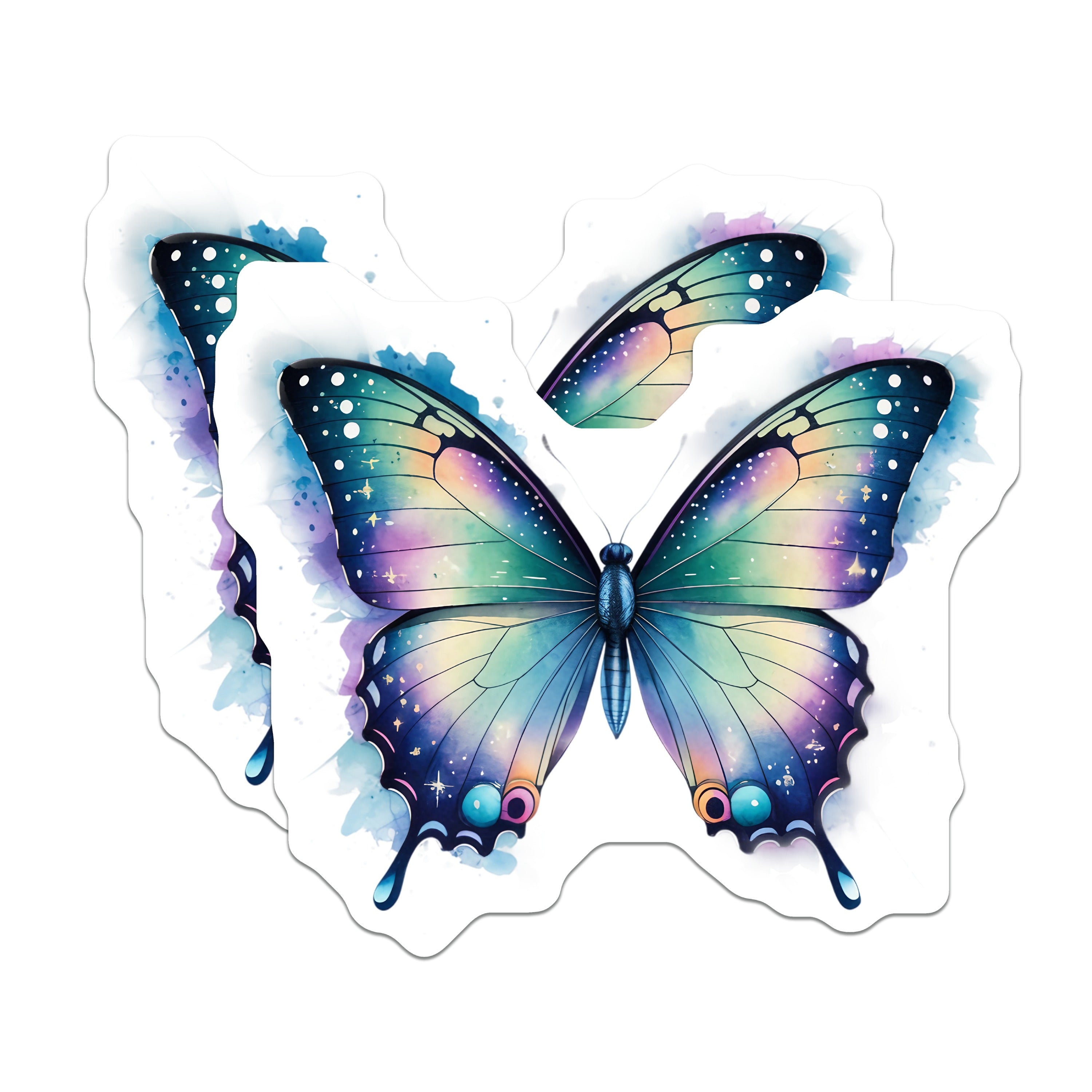 (2 Pack) Celestial Butterfly Magnets - Watercolor Art Decor - Whimsical Fridge Locker Magnet - 5 Inches On Longest Side - Thick Durable Magnet - Made in USA - MAG39438